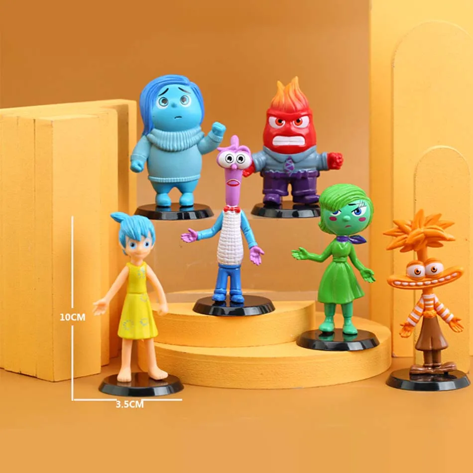 2025 Venta caliente 6 uds Inside Out 2 figura Disney Anime Joy Sadness Angry figura Fear Disgust Kit colección modelo juguete niños regalos