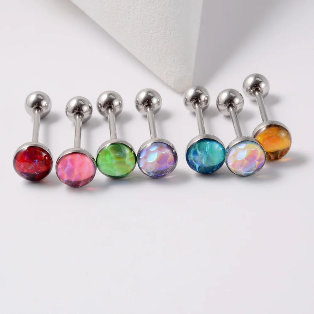 1PC 316l Surgical Steel Mermaid Scales Sexy Tongue Piercing Kiss Tongue Rings Unisex Body Barbell Rings Piercing Jewelry