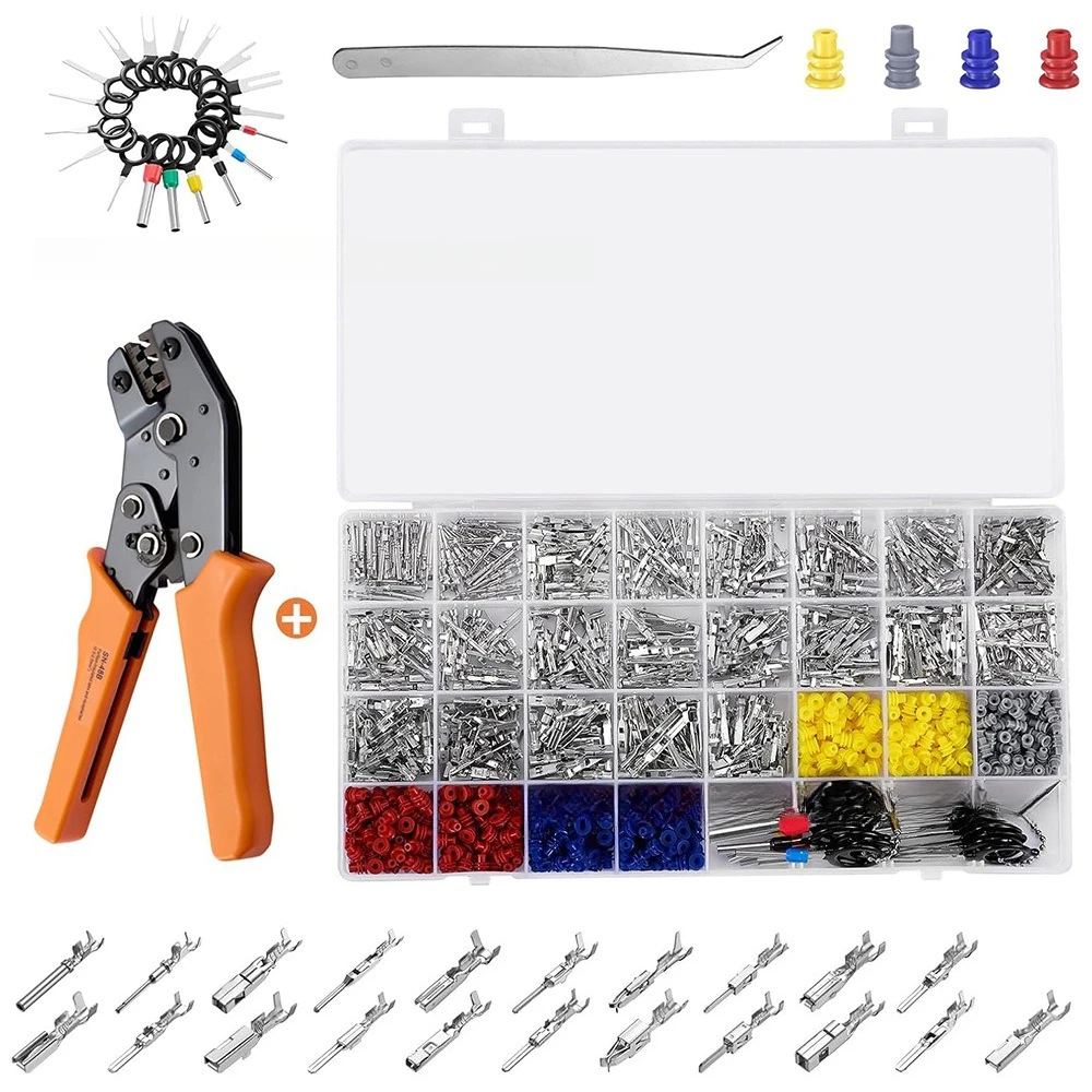 944PCS Automotive Wire Harness Connector Kit, Male & Female Crimp Terminal Pins 1‑3.5mm Plug‑in Accessories