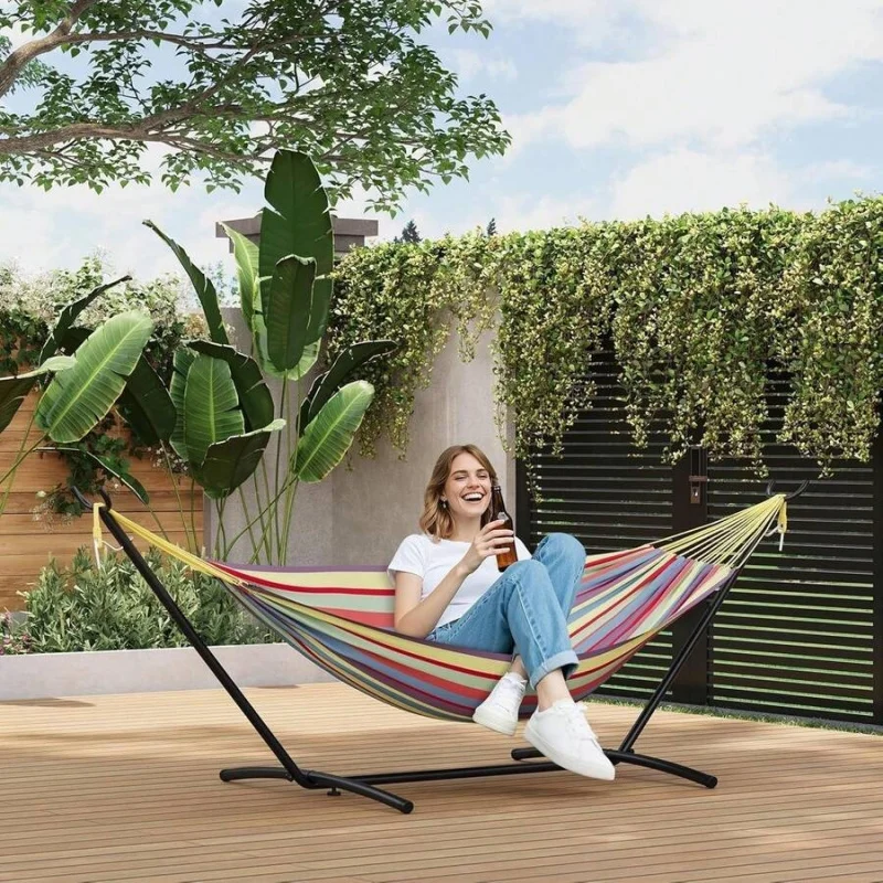 2-Person Hammock With Heavy-Duty Steel Stand,Portable,Easy Assembly, Up To 660lbs With Travel Bag