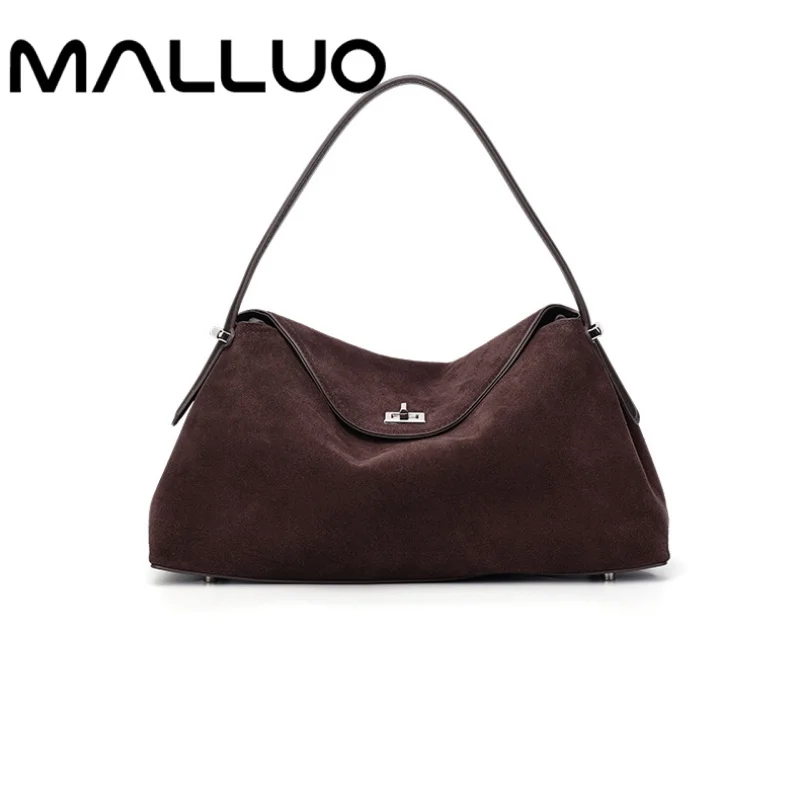 Women's Shoulder Bag Matte Suede Genuine Leather Handbag Luxury Design Large Capacity Cowhide Handbags Commuter Crossbody Bags