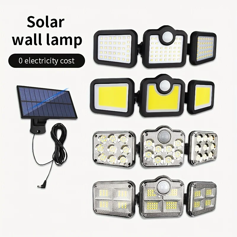 

108/138 LED/171COB Waterproof Outdoor Solar Light 3 Head With Motion Sensor Lighting With Remote Control For Garden Yard Carport