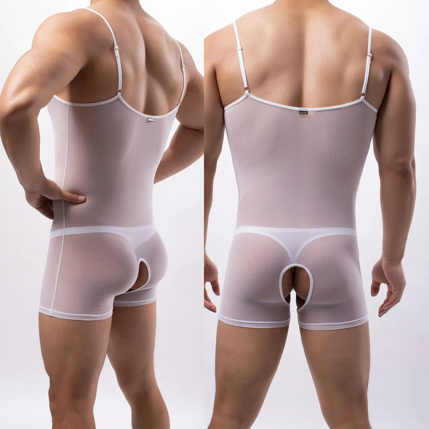 Summer Men's Sling One-Piece Mesh Vest See-through Penis Hole Panties Men's Sexy Lingerie Nightclub Gay Sissy Panties Long Johns