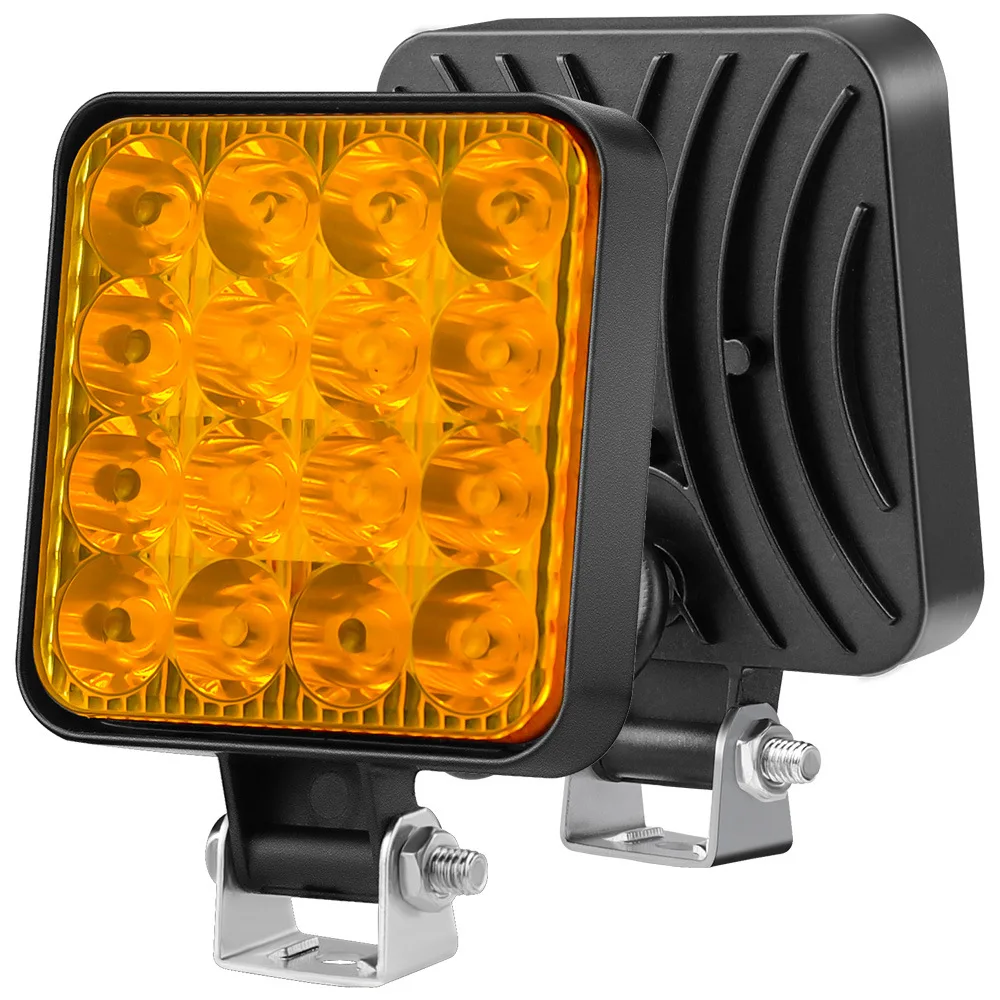 12V 24V 16 Led Waterproof Work Light Bar Square Spotlight 48W Work Light Headlight For SUV Truck Off Road Night Driving Light