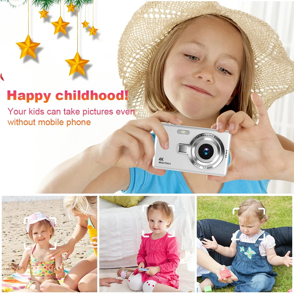 4K HD 1080P Digital Camera 50MP Portable Vlogging Camera 16X Zoom Camcorder Camera 2.4 Inch IPS Screen for Kid Adult Photography