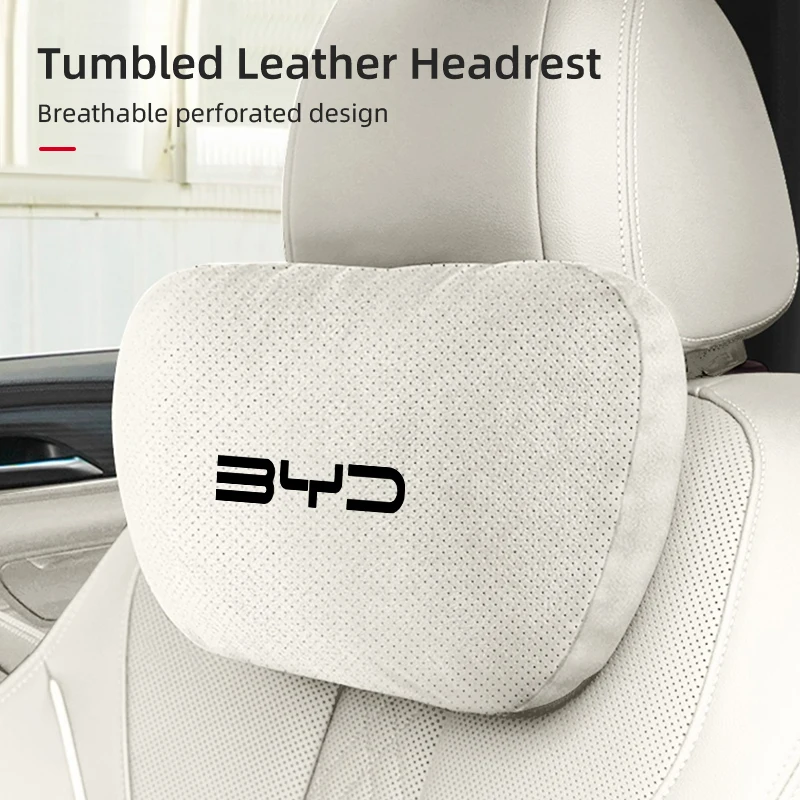 Suede Leather Car Neck Pillow Auto Seat Headrest Cushion For BYD F3 I3 F0 F6 S6 S8 E5 E6 G3 G6 L3 S7 M6 Tang Song Qing Yuan Max