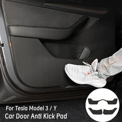 Car Door Anti-Kick Pad For Tesla Model Y/ 3 Highland Leather Sticker Trim Side Door Sill Protector Cover Car Interior Decoration