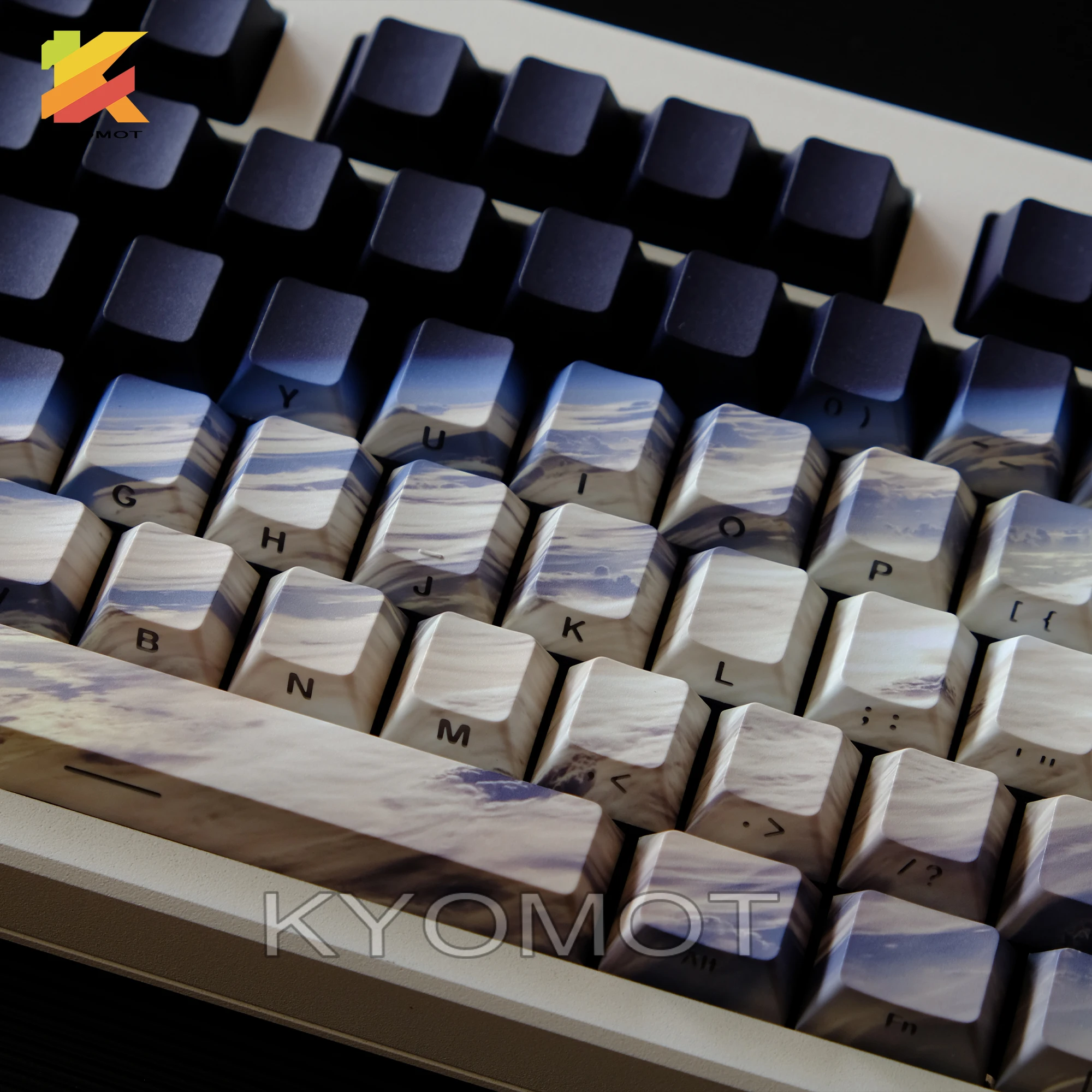 KYOMOT 135 Keys PBT Side Print Keycap Double Shot Shine Through keycaps Cherry Profile Key Cap for MX Switch Mechanical Keyboard