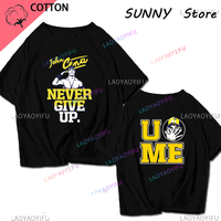 American Wrestler John Cena Has The Same Never Give Up Sports T-shirt Short-sleeved Men's Women's Pure Cotton Short-sleeved Top