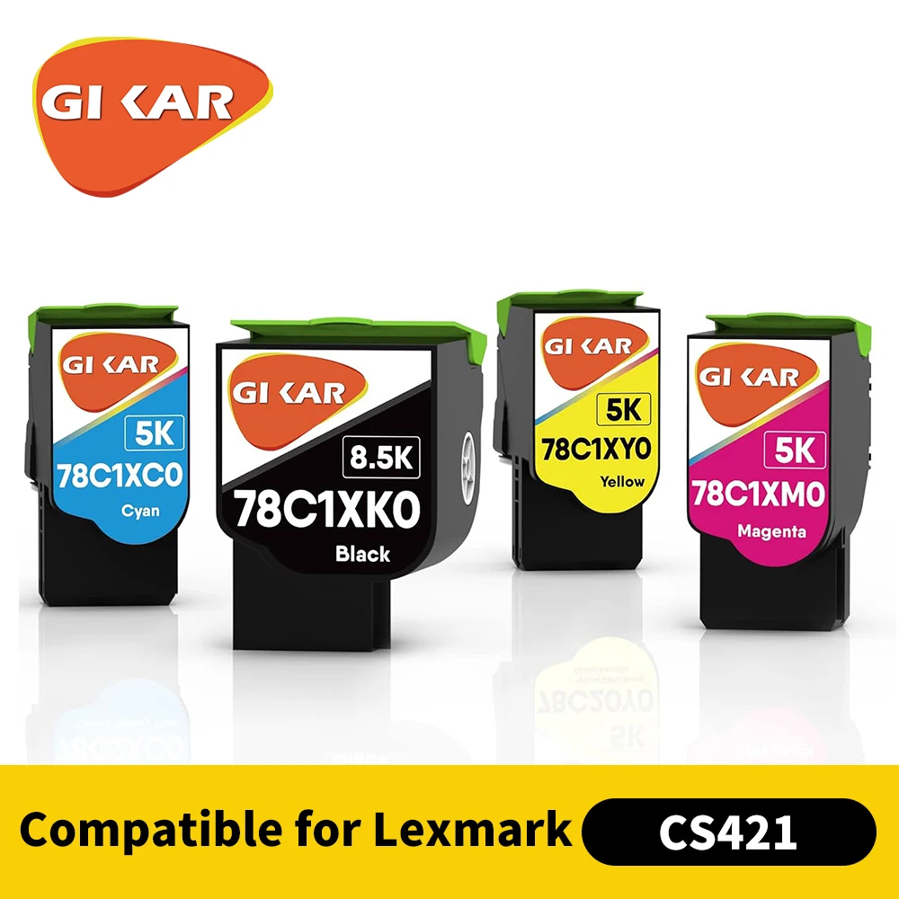 GIKAR CS421 Toner Cartridge 8.5K 5k for Lexmark CS421  CX421 CX522 CS521 CS622  Printer For 78C1XK0 78C1XC0 78C1XM0 78C1XY Toner