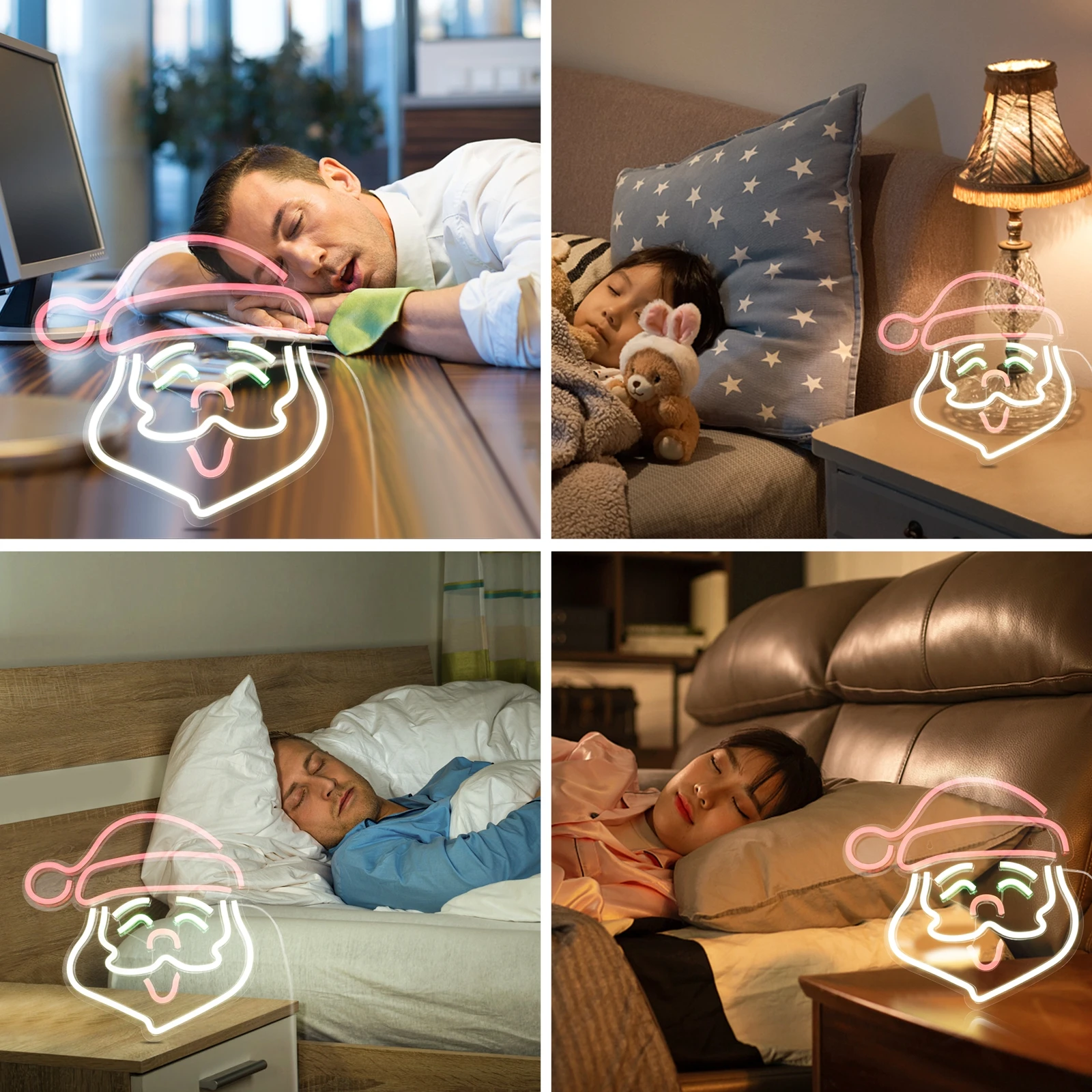 

Christmas Santa Head Lamp PVC USB Powered LED Strip Light nament for Party Home Decor Neon Sign Indoor Lighting