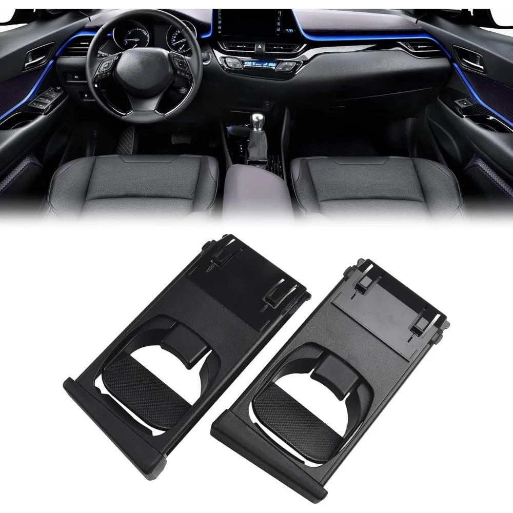 2PCS Interior Cup Holder OE 55604-0K010, Black Plastic Replacement Fit Vigo SR Pickup Fortuner 2004-2015