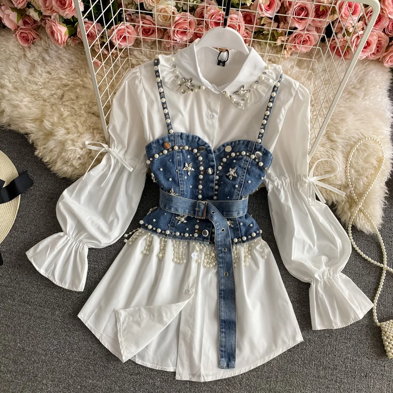 

Y2K Luxury Design Winter Autumn 2pcs Outfit Dress Princess Lolita Ins Chic Party Dance Night Club Sets Dinner Punk Gothic Suit