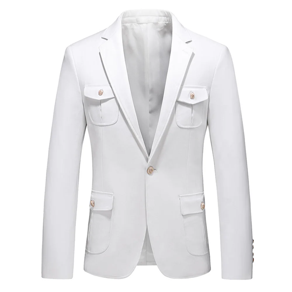 White Wedding Men\'s 2-Piece Elegant Suit Notch Lapel One Button Jacket & Trousers Groom Tuxedos Business Suits Sets