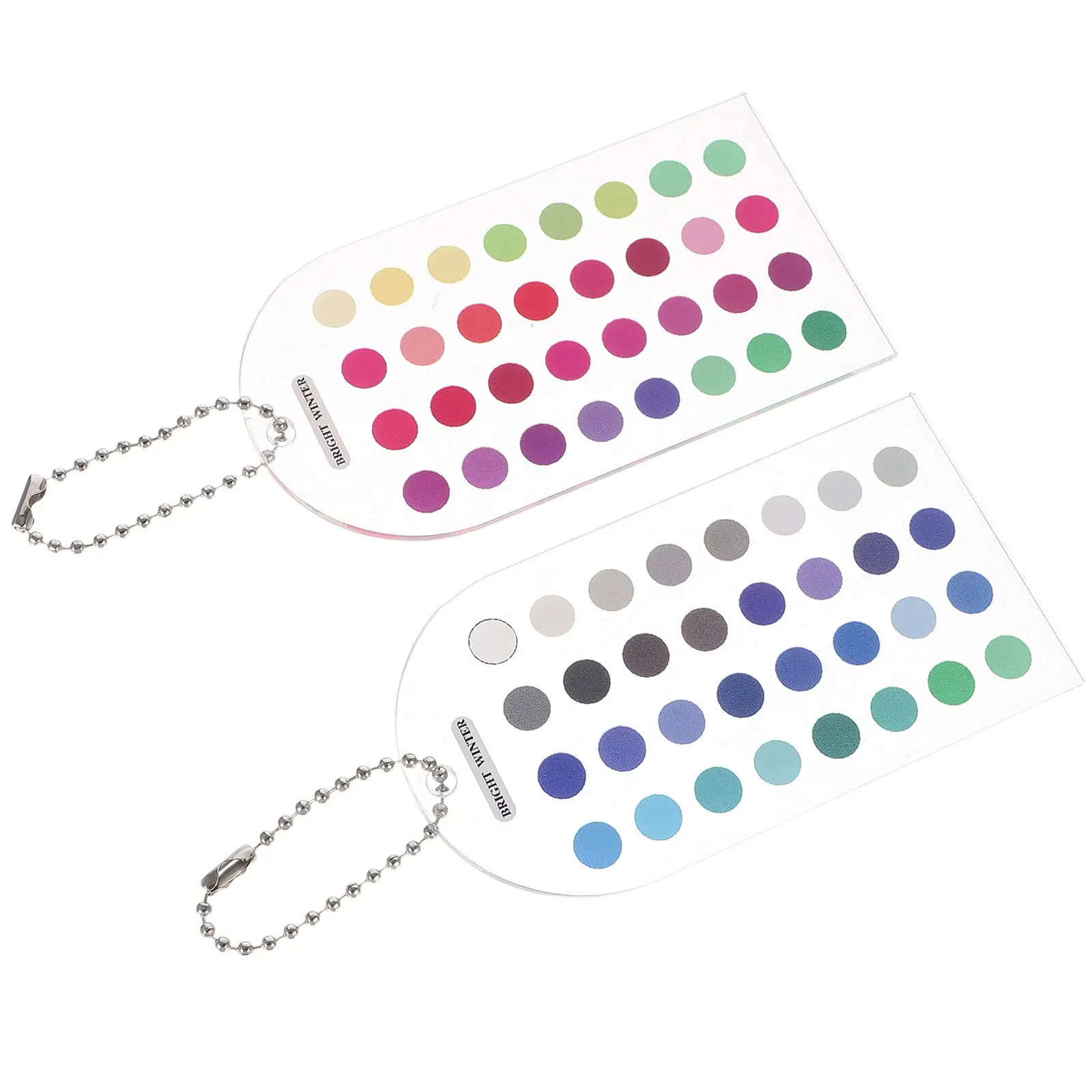 2Pcs Acrylic Portable Season Color Palette Card For Makeup Artist Clear Analysis Cards Seasonal Guide Bead Chain
