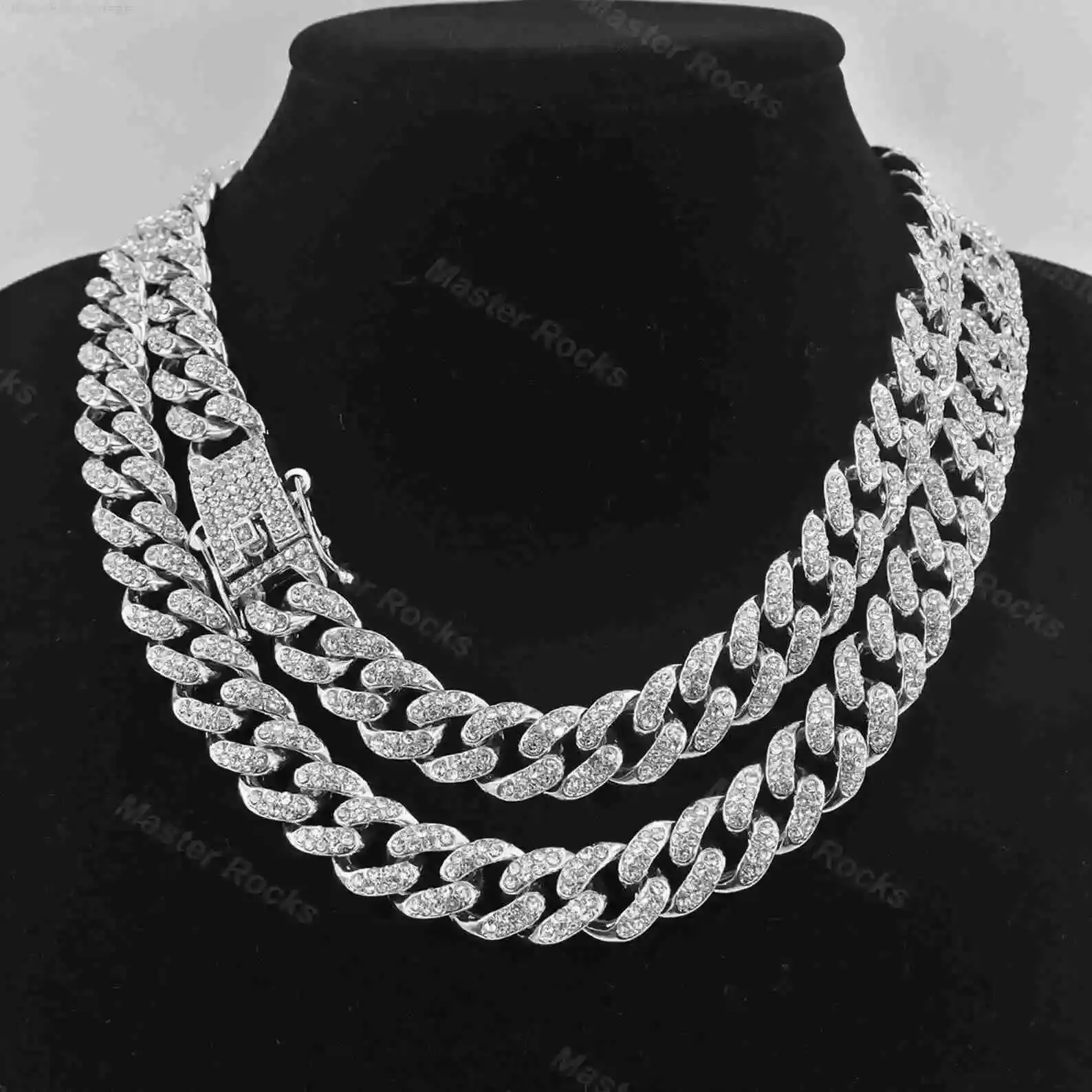 

13 мм 2 ряда S925 хип-хоп Iced Out ювелирные изделия VVS муассанит пропуск бриллиантовый тестер кубинская цепочка-цепочка ожерелье