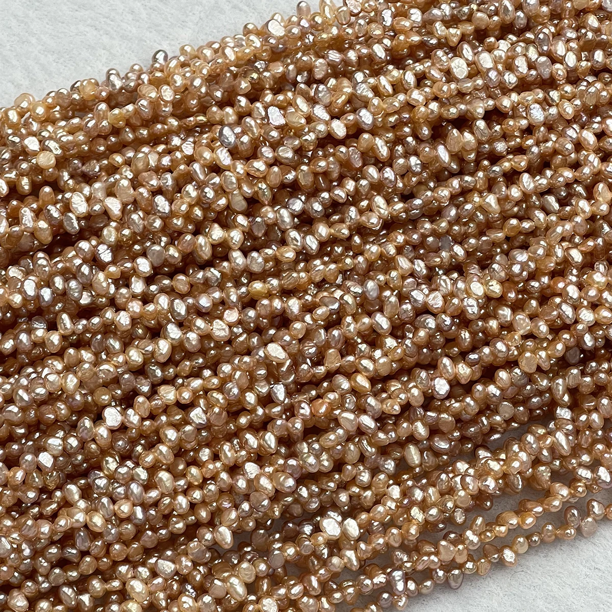 3-4mm Freshwater Irregular Light Purple Off-Center Hole Pearl Necklace Semi-Finished Materials DIY Jewelry Accessories Wholesale