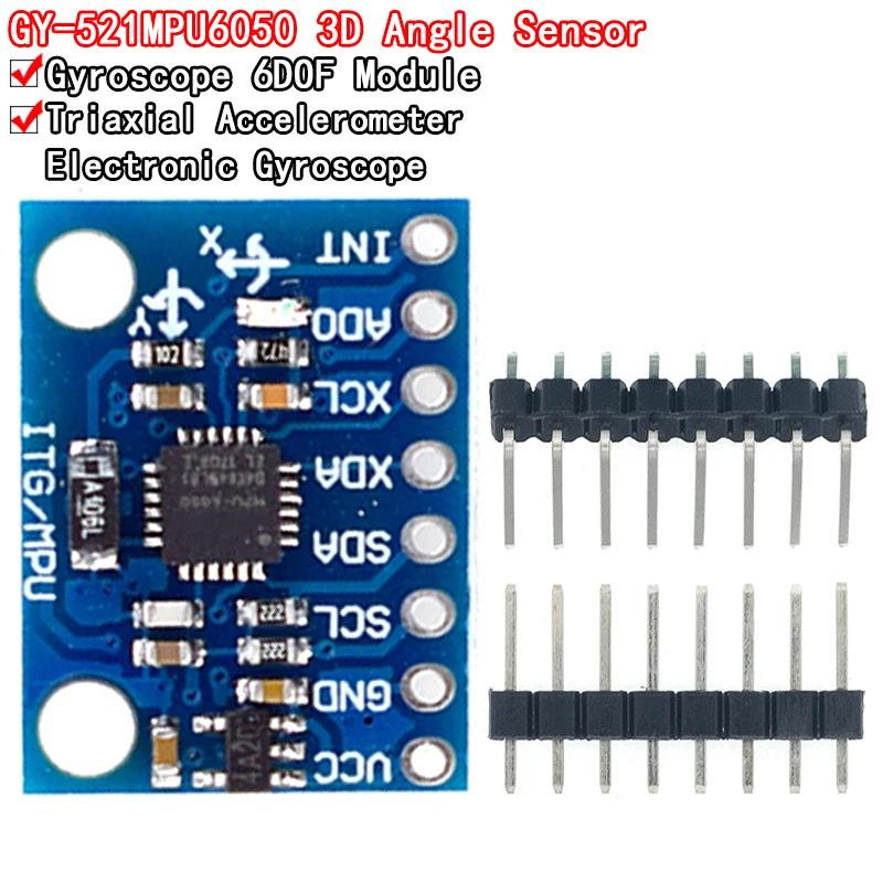 1Set IIC I2C GY-521 MPU-6050 MPU6050 3 Axis Analog Gyroscope Sensors + Accelerometer Module For Arduino With Pins 3-5V DC