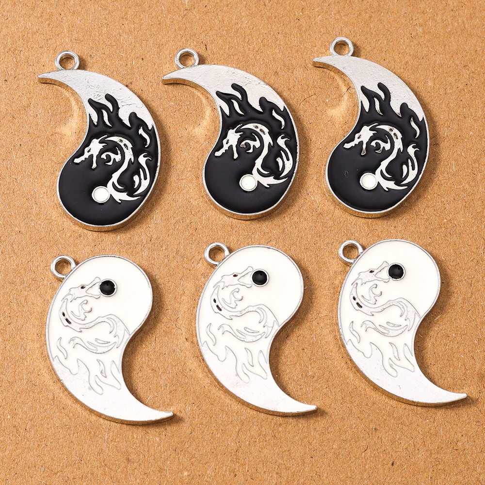 

10pcs Enamel Chinese Dragon Tai Chi Charms Pendant for Jewelry Making Earrings Necklace DIY Handmade Accessories Supplies