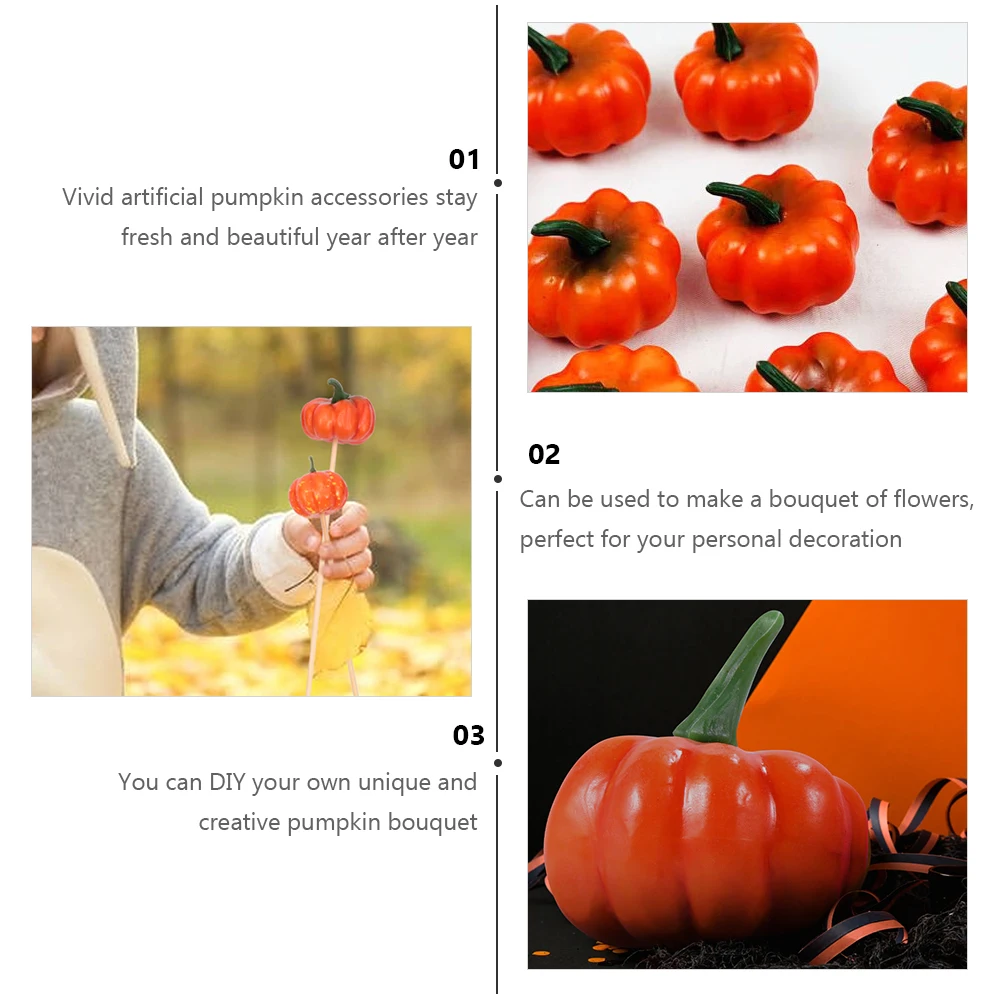

1 Set Of Mini Pumpkin Craft Materials For Diy Halloween Bouquet Decor Imitation Pumpkin Topper Ornament Simulation Adornment
