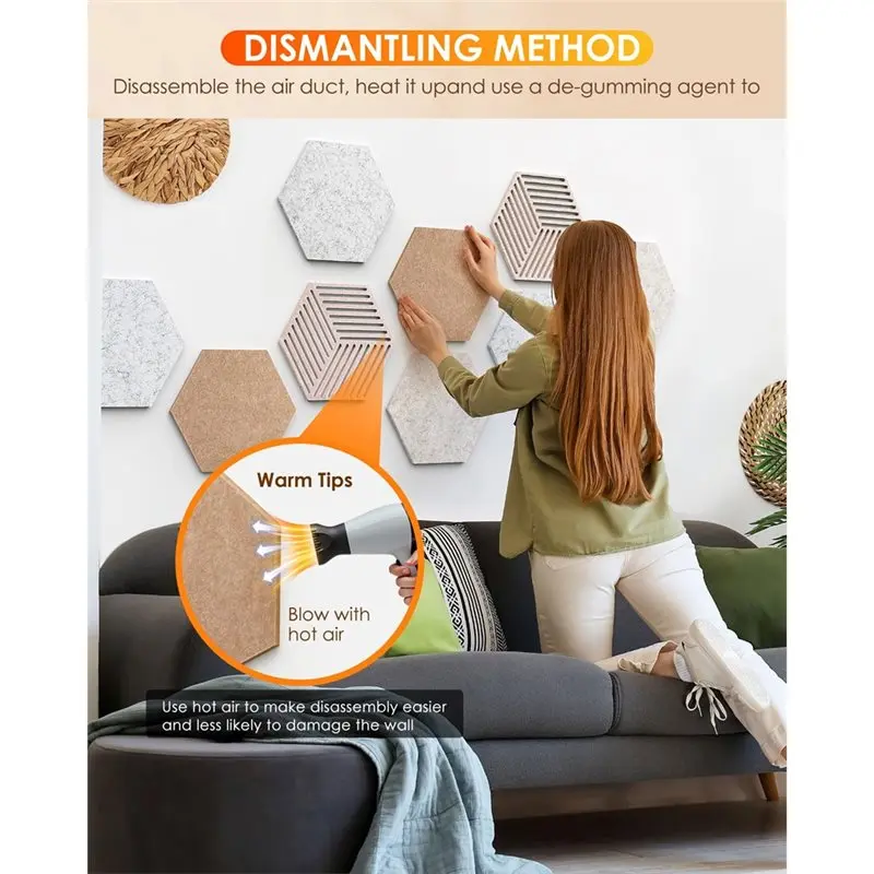 ABGG-Hexagon Cork Boards For Walls Decor 10 Pack Cork Bulletin Board Tiles With 50 Pins,Pin Board For Office & Home