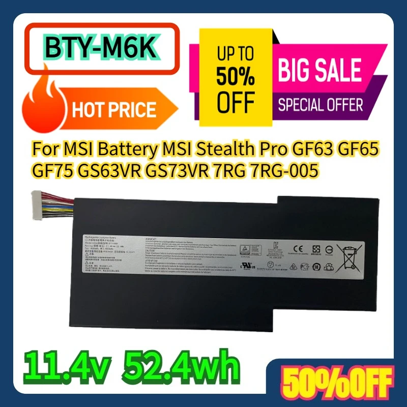 

Для MSI BTY-M6K аккумулятор MSI Stealth Pro GF63 GF65 GF75 GS63VR GS73VR 7RG 7RG-005