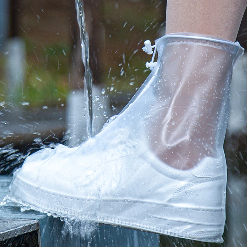 Capas de sapatos antiderrapantes impermeáveis para homens e mulheres, botas reutilizáveis de chuva e neve, capa de PVC reutilizável, chuvosa e qualidade, 1 par