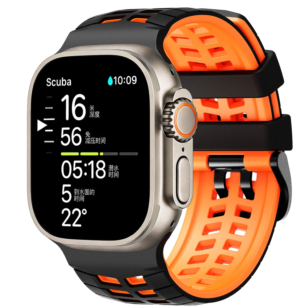 Atmungsaktives Armband für Apple Watch Ultra 3 2 Series 11 10 9 7 8 6 SE 49mm 45mm 46mm 42mm 44mm Silikonarmband Correa iWatch Armband