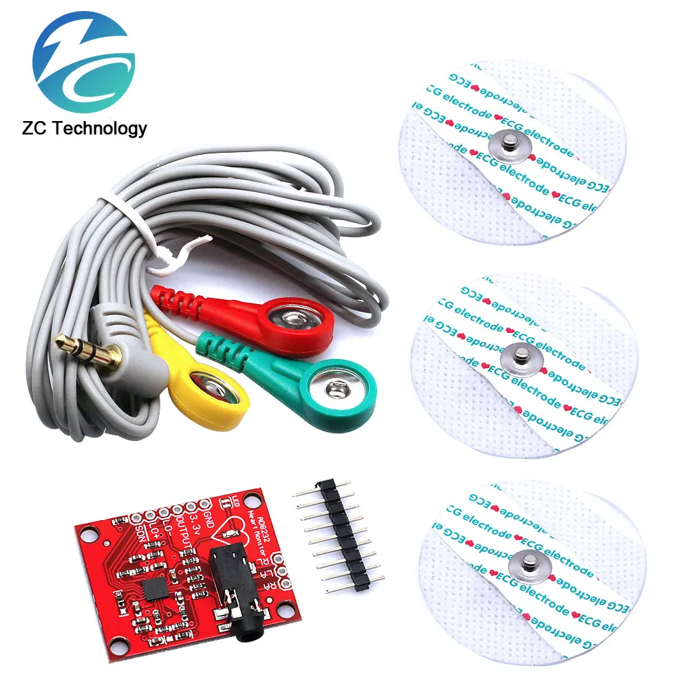 AD8232 ECG Physiological Measurement Heart Pulse Single Lead Heart RateMonitor Sensor Module for Arduino UNO R3 diy kit