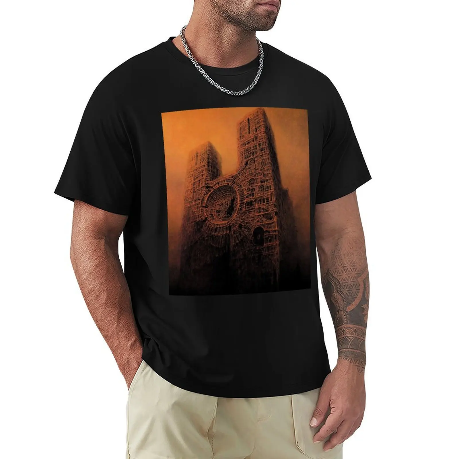Untitled (Cathedral), by Zdzis?aw Beksiński T-Shirt man t shirts high quality luxury brand T-Shirt
