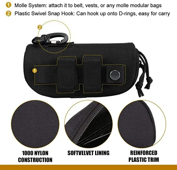 Estuche táctico MOLLE para gafas, caja protectora a prueba de golpes, estuches portátiles para gafas con Clip para cinturón