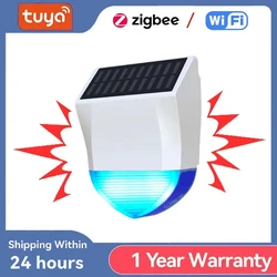 Tuya Smart Zigbee/Wifi Siren Alarm Waterproof Outdoor With Solar And USB Power Supply Optional 95dB Remote Control