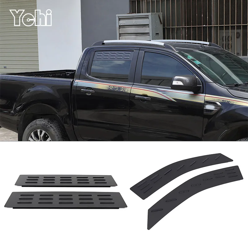 

Алюминиевый сплав для Ford Ranger Wildtrak 2015-22, автомобильная передняя и задняя боковая оконная вентиляционная панель, украшение, модификация, аксессуары