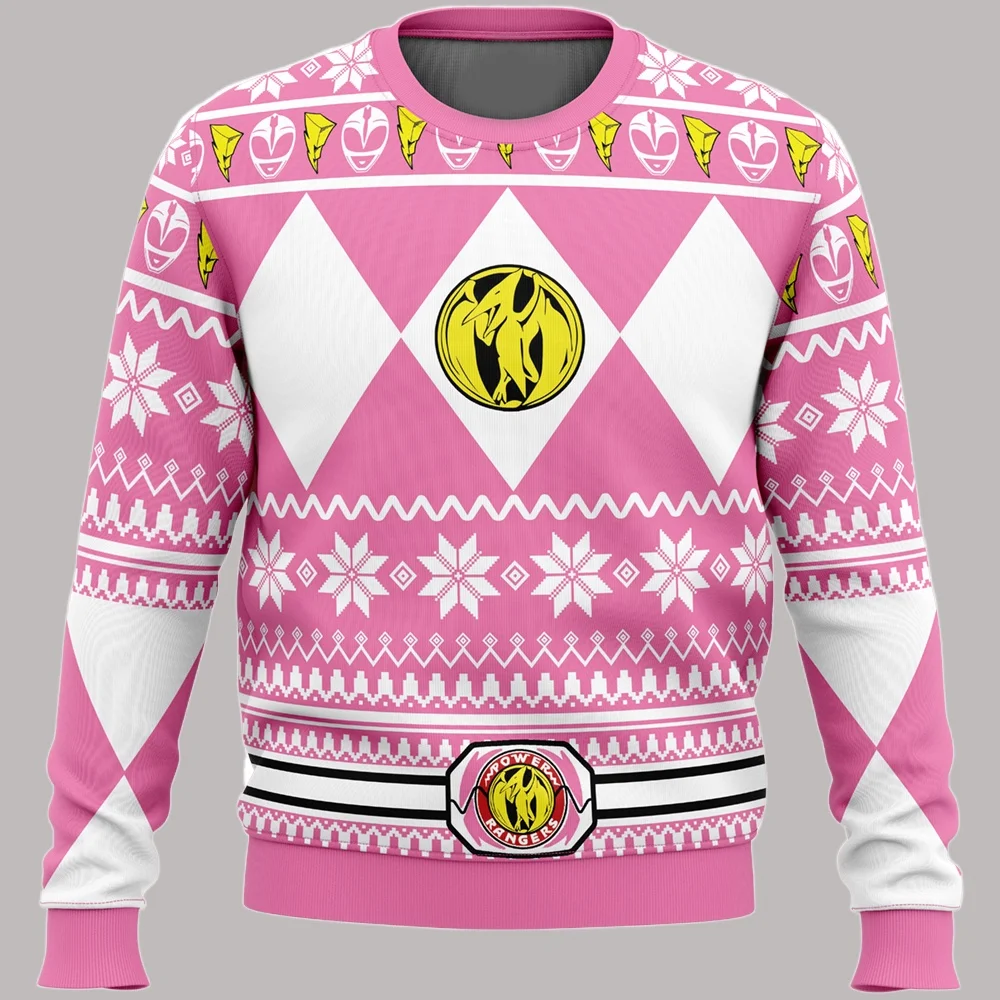 

Women's and Men's Autumn/Winter New Mighty Morphin Multi Color Ranger Power Ranger Ugly Christmas Sweater Christmas Party Hoodie