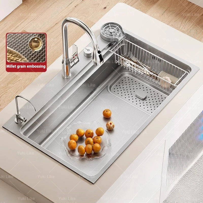 304 stainless steel Undermount Kitchen Sink Embossed Silver Large Single Bowl with Accessories Thickened Sinks