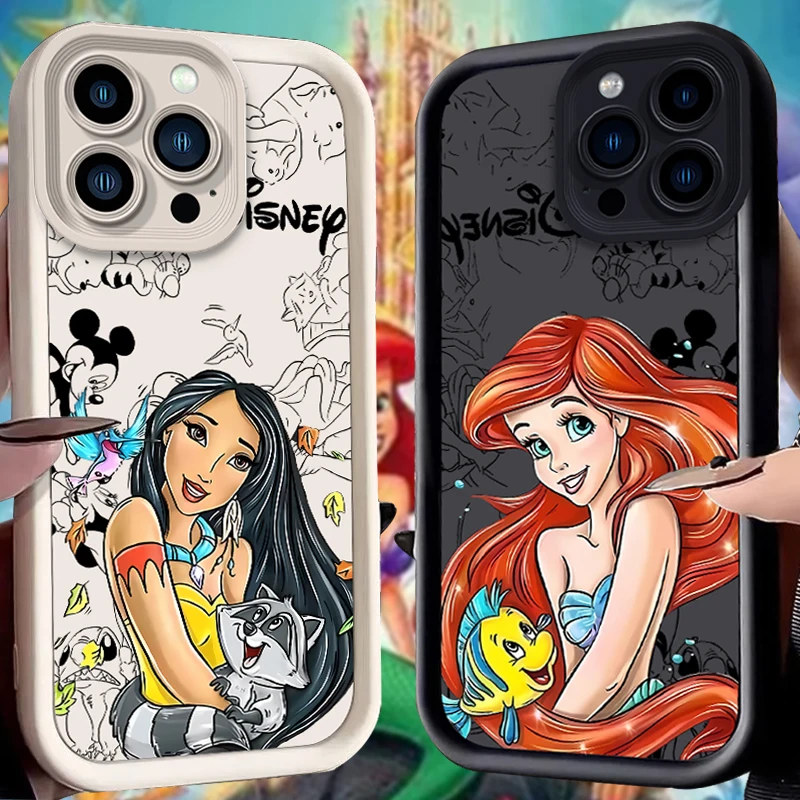 Disney Ariel Princesses جراب هاتف للصدمات ، غطاء سيليكون ، iPhone 16 ، 15 ، 14 ، 13 ، 12 ، 11 Pro Max ، XS ، X ، XR ، 8 ، 7 ، 6S ، 6 Plus ، SE ، من