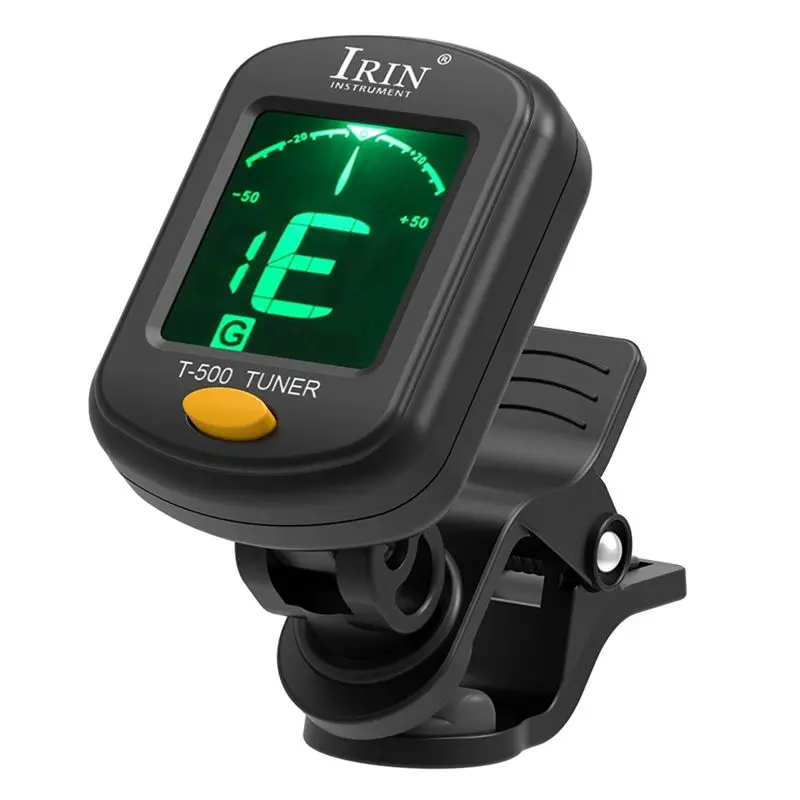 AA67-IRIN T-500 Guitar Tuner Rotatable Clip-On Tuner LCD Display For Chromatic Acoustic Guitar Bass Ukulele Guitar Accessories