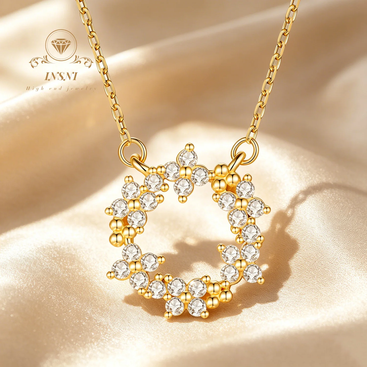 Garland Necklace S925 Silver Flash Diamond Flower Collarbone Chain Affordable Light Luxury Sweet Romantic Gift for Girlfriend