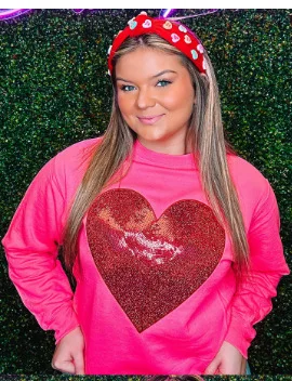 BKLD 2025 Spring New Fashion Sequined Heart Pattern Long Sleeve Tops Rouned Neck Sweatshirts Hoodie Christmas Clothes For Women