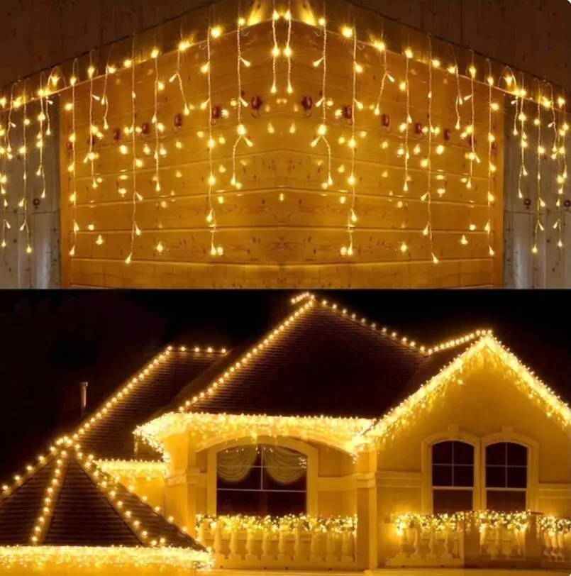 

Christmas Decoration10M 400LED Icicle Curtain Lights Outdoor Street Garland House Winter Wedding Decoration Lights