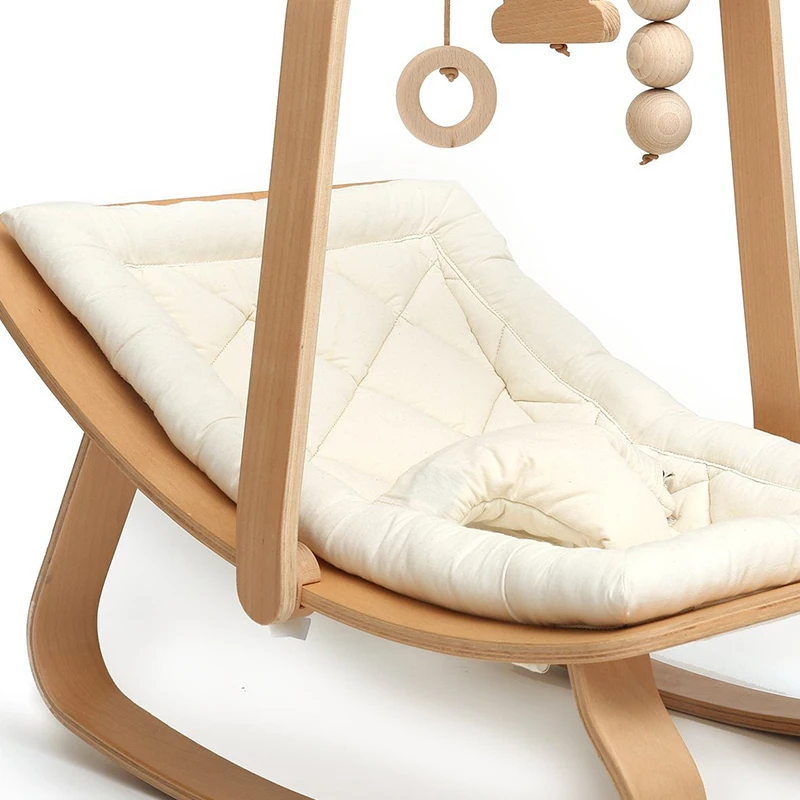 2022 Childhood Wooden Baby Bouncer With Baby Gym Rocking Chair Small Cradle Bed For Baby Sleep Balance Rocker Sofa Chair