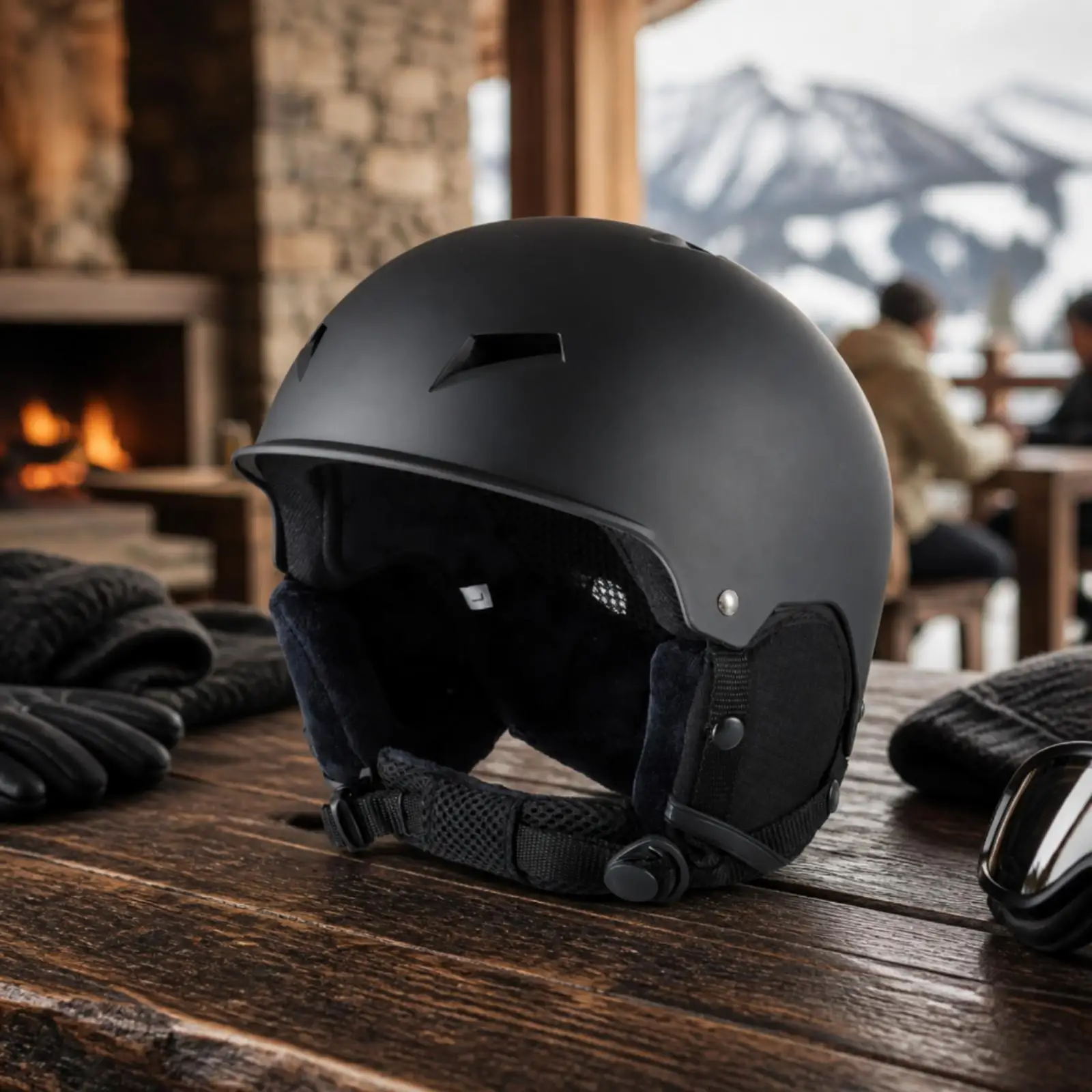 Ski Helmet with Detachable Ear Padding Shock-Absorbing ABS Shell Ski Helmet Adjustable Padded for Skiing, Slopes