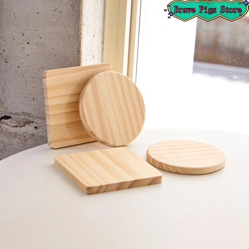 [HM]Tea Coffee Cup Pad Round Walnut Wood Coaster Durable Stand Mug Heat Resistant Beech Wood Coaster Table Tableware Decor[HM]