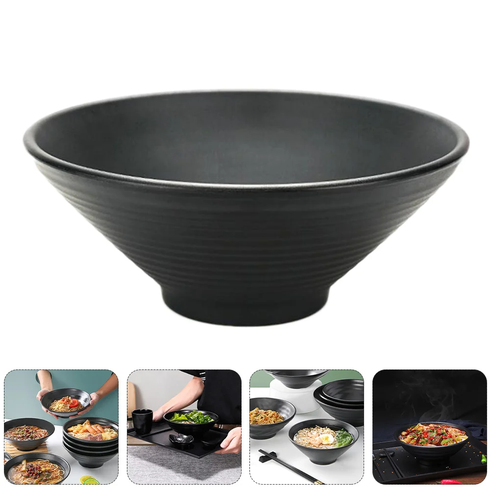 1 Pc 8-inch Salad Bowl Nonslip Porridge Bowl Plastic Ramen Bowl (Black) nonslip noodle bowl instant noodle bowl