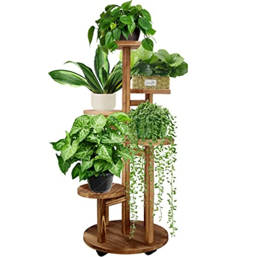 

5 Tiered Tall Plant Stand for Indoor, Wood Plant Shelf Corner Display Rack, Multi-tier Planter Pot Holder Flower Stand for Livi