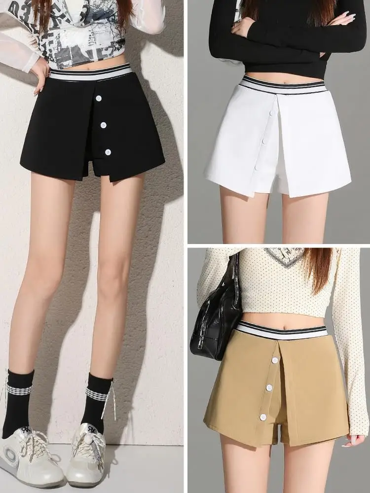 

Белая юбка А-силуэта с высокой талией и разрезом, женская, весна-лето 2026, новый стиль, для офиса, корейская версия, с вышивкой