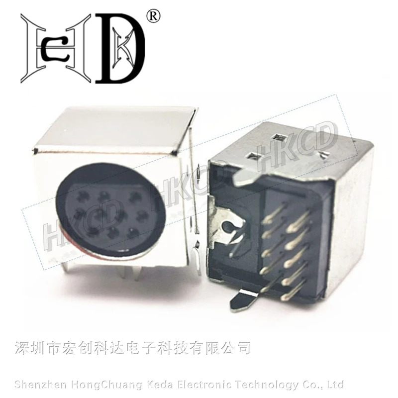 5pcs DIN-1001 DIN 10 Pin Female Jack Socket Vertical DIP Metal Shielded PCB Mount Connector for Serial Port Industrial Devices