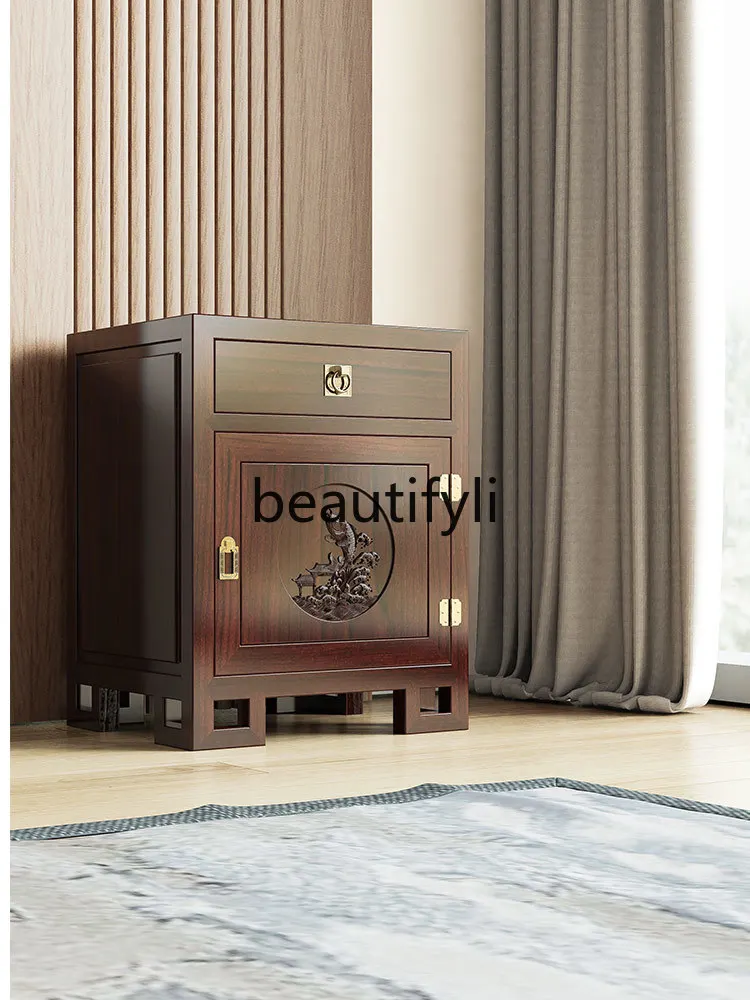 New Chinese solid wood invisible safe bedside table with drawer 67cm