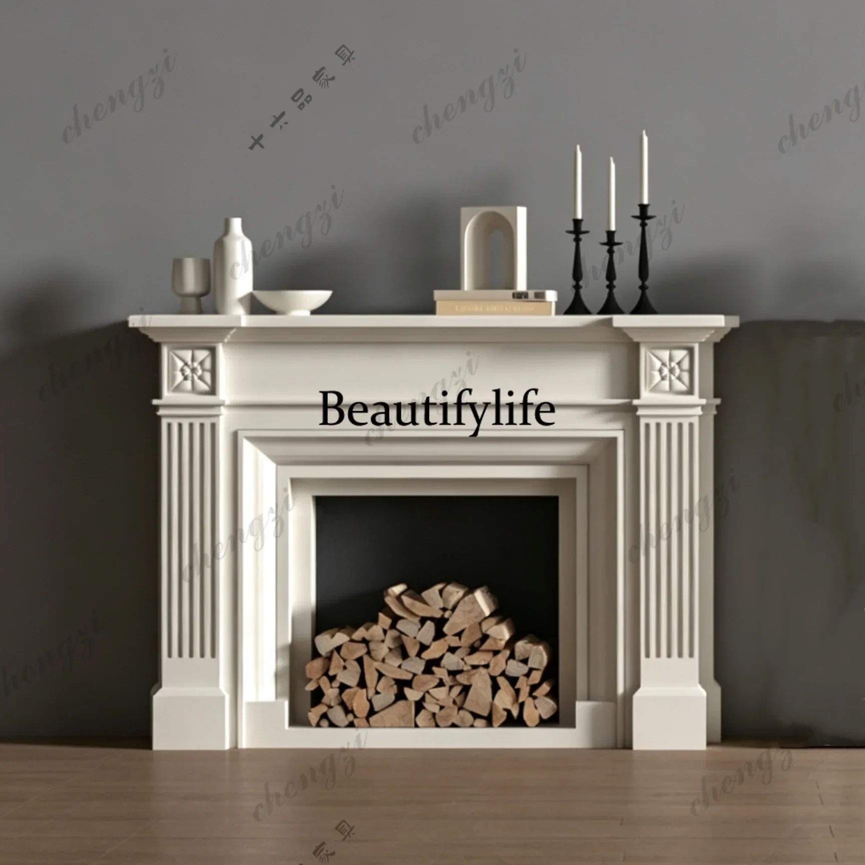 B567  French carved fireplace rack, retro solid wood decorative rack, entrance rack, locker