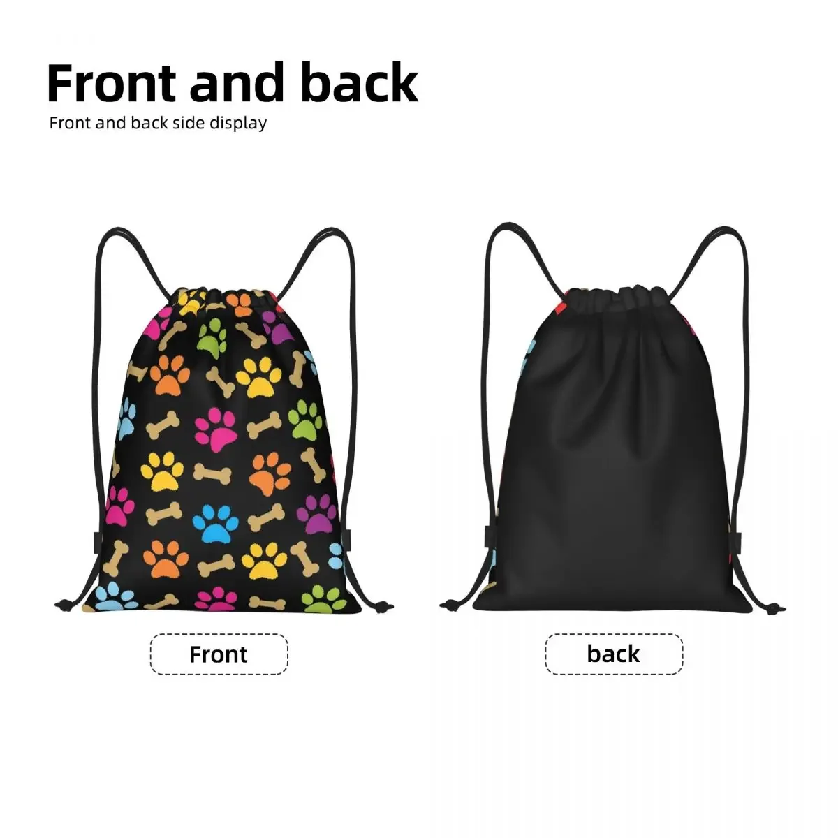 Custom Colorful Dog Paw Print Pattern Drawstring Backpack Bags Women Men Lightweight Gym Sports Sackpack Sacks for Shopping